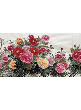 8墨锦轩精品国画纯手绘花鸟字画小八尺牡丹花开富贵AH3113001-20
