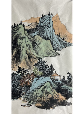 8墨锦轩中堂装饰国画批发纯手绘三尺山水画福地雅居AW6042601-5