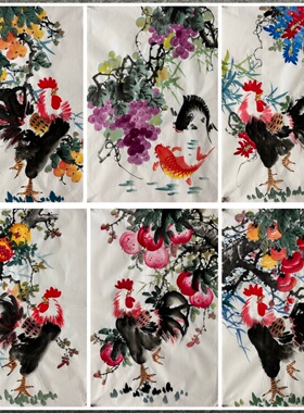 手绘花鸟国画中式挂画寓意吉祥