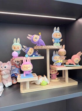 收纳展示架慵懒瑜伽系列泡泡玛特搪胶公仔盲盒拉布布收纳盒展示架