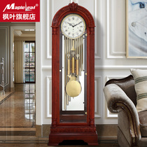 Maple Leaf Clocks German Hmler Import Mechanism Machinery Landing Bell Living Room Chinese Retro Solid Wood Seat Bell Pendulum