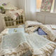 Korean-style cotton double-layer yarn bed cover new floral pure cotton three-piece set four seasons universal thickened cotton anti-slip sheet