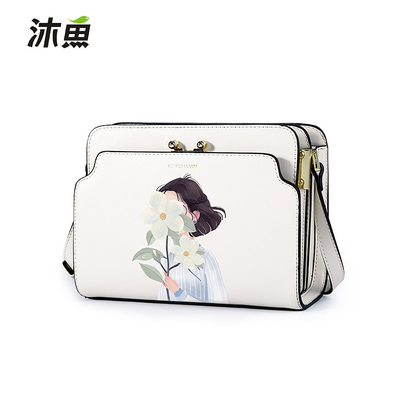 沐鱼女2021新款潮插画风琴包小包包 沐鱼女士包袋