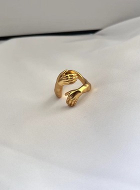 爱的双手拥抱戒指给你一个拥抱开口可调节戒情侣 Hug Ring