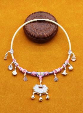 足银999宝宝平安长命锁项圈手工编织项链绳婴儿满月抓周周岁礼物