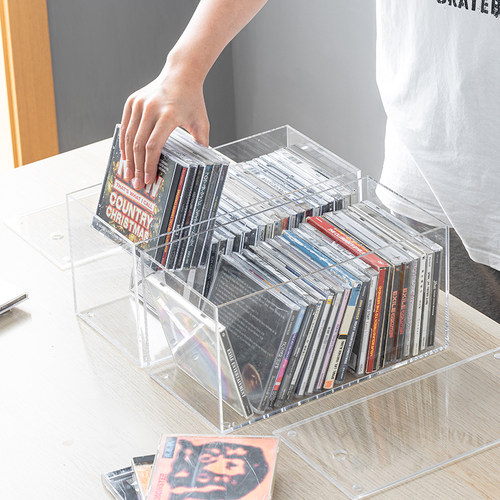 日本品牌亚克力CD收纳盒家用DVD收纳碟片光盘盒漫画专辑整理箱架 - 图0
