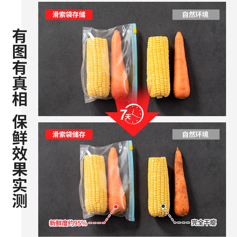 日本保鲜袋食品级家用冰箱用密封袋三明治带封口食物保鲜袋自封袋