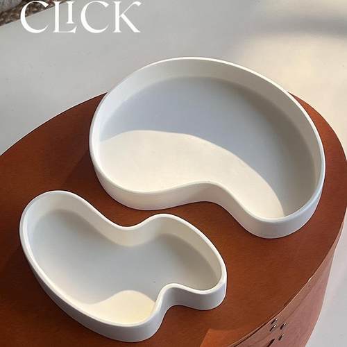 click小众高级感弧形把手不规则泼墨点图案咖啡马克杯水杯蛋糕盘 - 图2