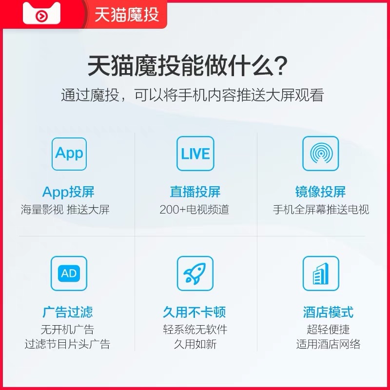 手机同屏wifi无线投屏适用天猫魔投2/4K版高清电视盒子网络机顶盒