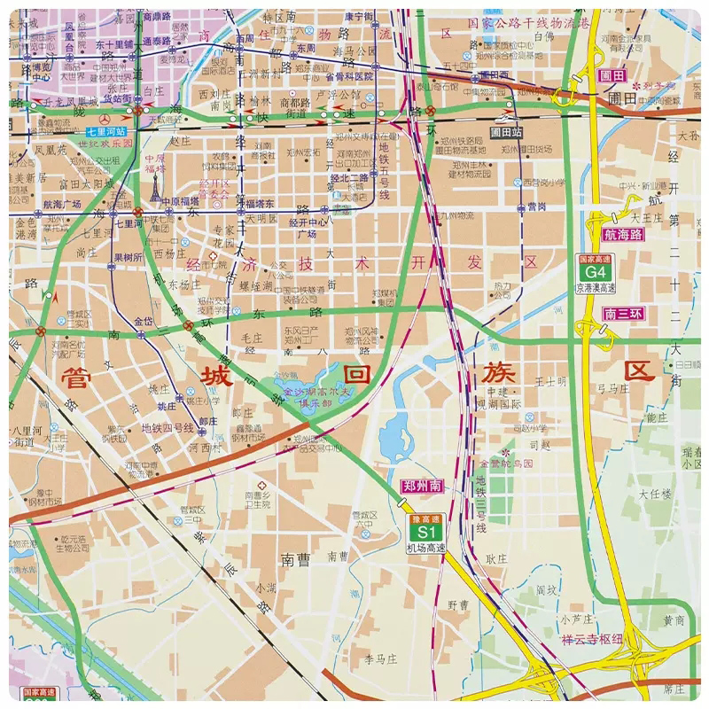 【郑州发货】2022新版郑州大城区图 约1.07*0.75米 中国城市地图 郑州市政区图 办公商务家居贴图 高清覆膜防水中国地图出版社 - 图1