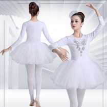 Long sleeves white ballet dresses Adult womens performance Swan dance Childrens fluffy dress Performance Costume Stage Costumes