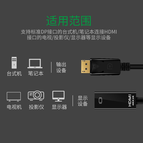 dp转hdmi连接线4k高清转换器电脑主机笔记本显卡外接显示器电视 - 图2