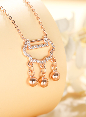 梦祥925银银项链女锁骨锁吊坠