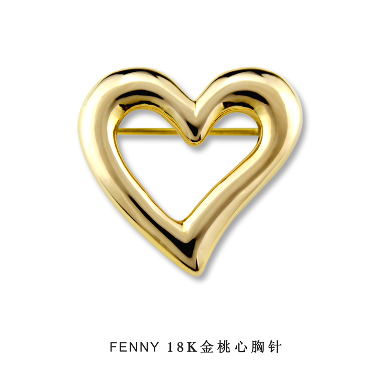 FENNY18K金心型胸针女素金未镶嵌饱满立体时尚极简高极感秋冬礼物 - 图0