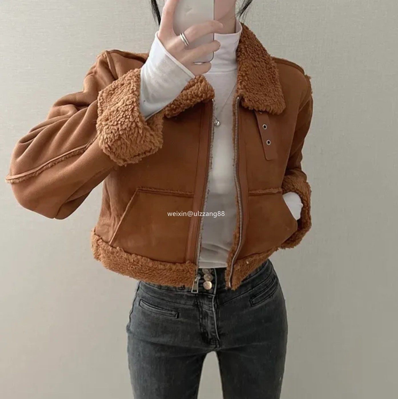 Shawne 26s冬新韩国正品代购 小众羊羔绒内里搭扣拉链温暖外套,淘宝优惠券,粉丝福利购,淘宝优惠卷
