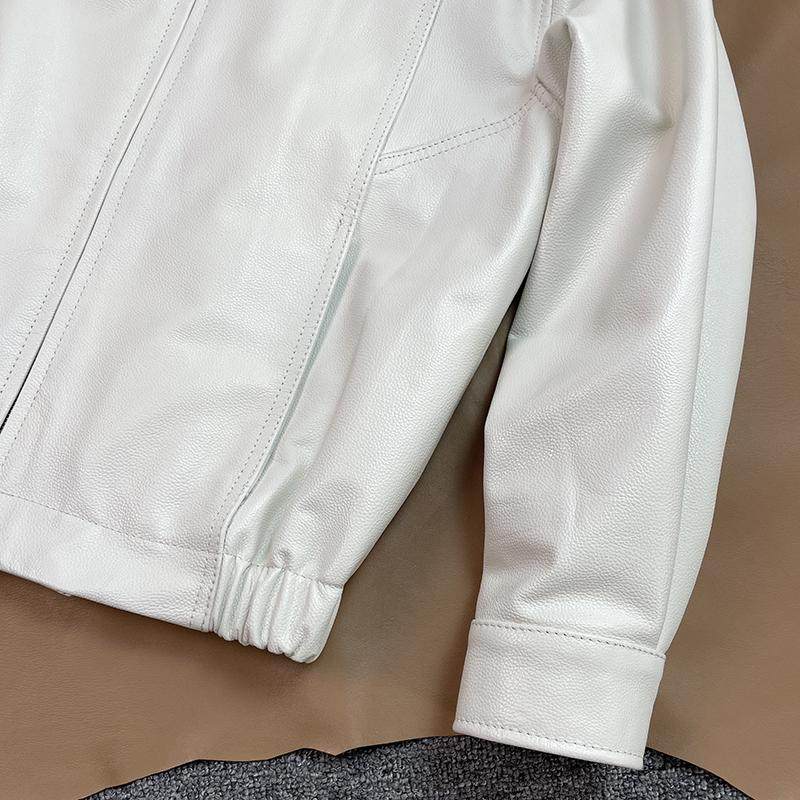 80年代高级复古皮夹克白色头层牛皮真皮皮衣港风宽松翻领外套男女,淘宝优惠券,粉丝福利购,淘宝优惠卷