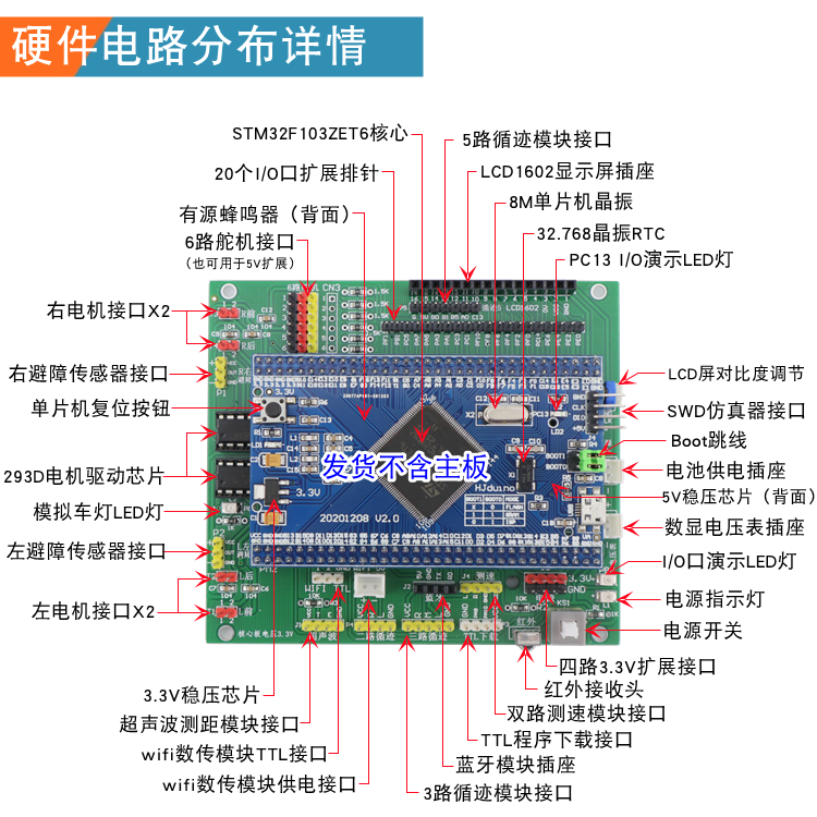 stm32智能小车驱动板 STM32-L293D驱动板 32位智能小车驱动扩展板 - 图0