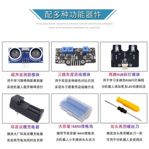 microbit可编程循迹避障智能小车机器人中小学传感器学习开发套件 - 图0