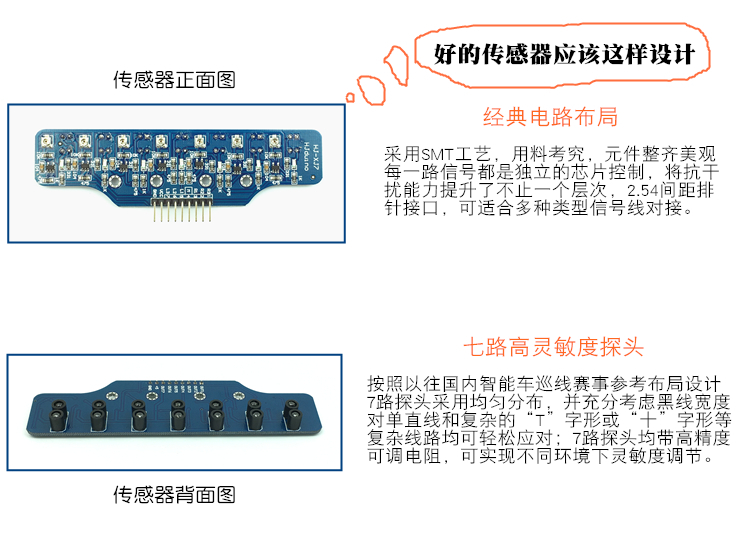 数字量七路灰度循迹模块智能小车光颜色识别7路光电寻迹巡线模块-图1