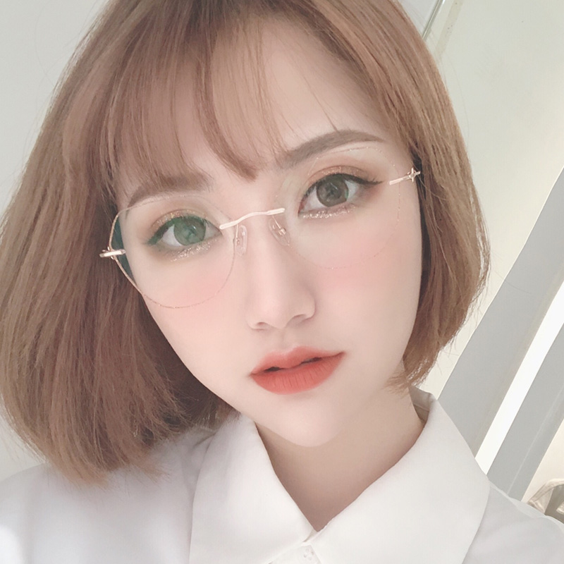 抖音小紅書同款近視眼鏡女韓版潮網紅款無框切邊眼鏡框可配有度數 抖音小紅書同款近視眼鏡女韓版潮網紅款無框切邊眼鏡框可配有度數