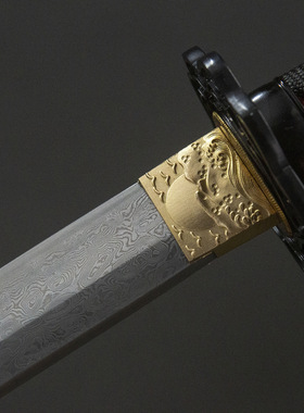 龙泉一体花纹钢大马士革纹居合刀