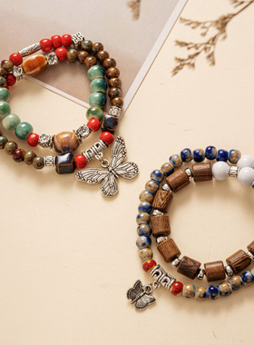 景德镇陶瓷饰品森系双圈手链女