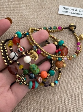 民族风天然石吉象编织手绳女手链