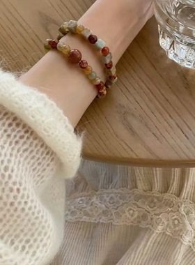 新中式复古天然石串珠手链叠戴