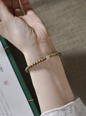 绿檀木佛珠手串女檀香木质情侣款