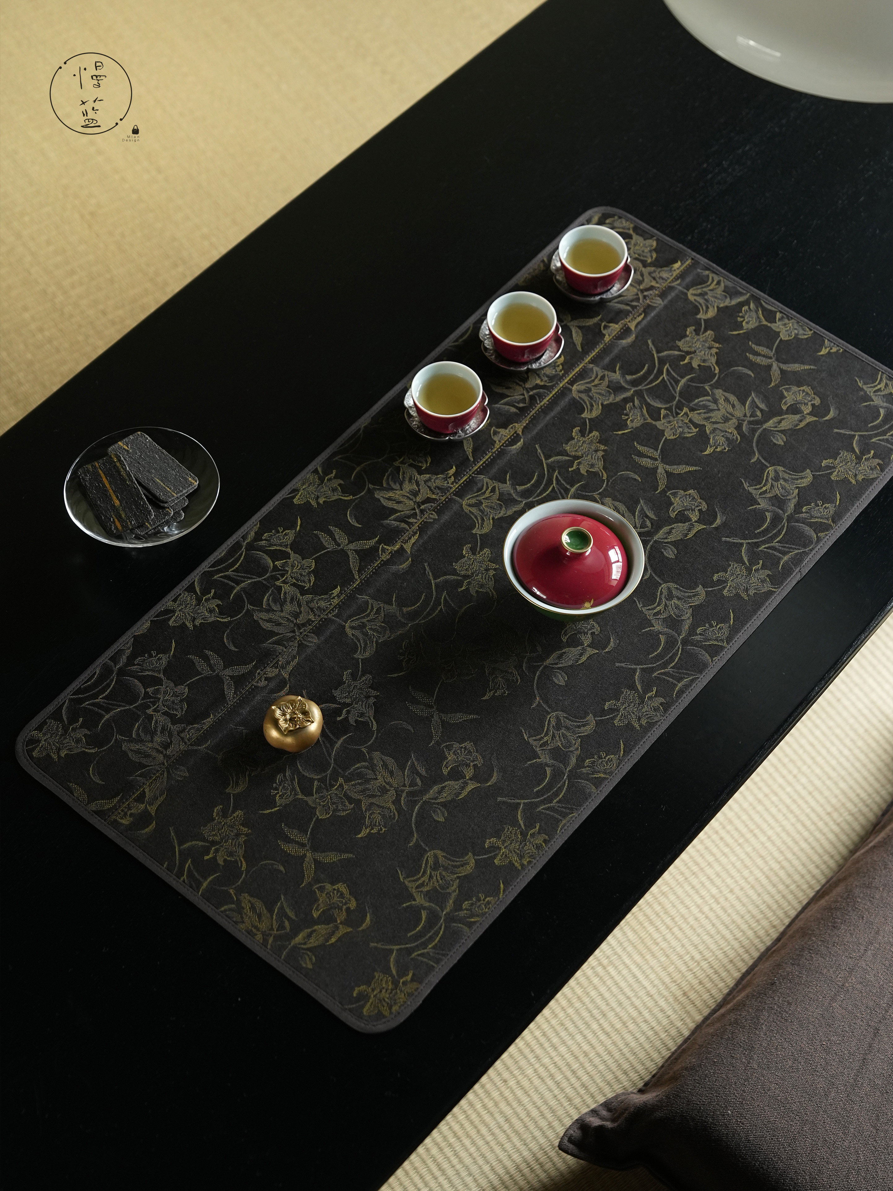 慢蓝海棠香云纱茶席复古禅意真丝手工茶垫茶席茶道配件,淘宝优惠券,粉丝福利购,淘宝优惠卷