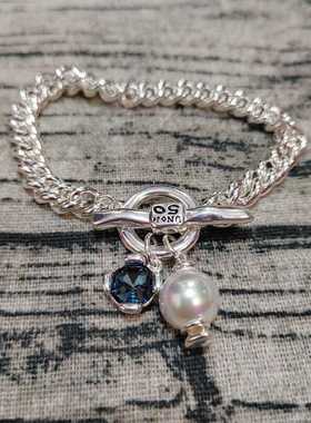 UNOde50珍珠蓝色水晶qt搭扣项链