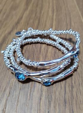 UNOde50三层蓝水晶叠带手链高级