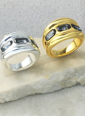 西班牙Unode50卡扣水晶戒指女ins个性小众轻奢高级感秋冬情侣对戒