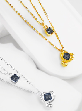 西班牙UNOde50爱心水晶双层项链毛衣链ins三角形几何形状日常配饰