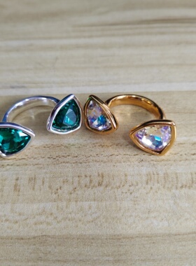 西班牙Unode50三角形水晶戒指小众设计秋冬新款ins高级配饰礼物