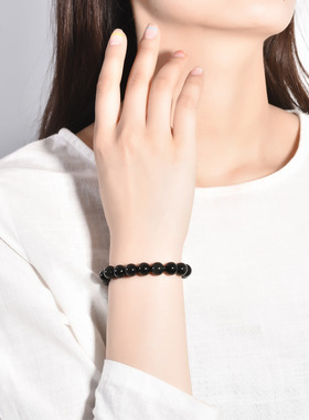 天然黑曜石彩虹眼通用饰品手串