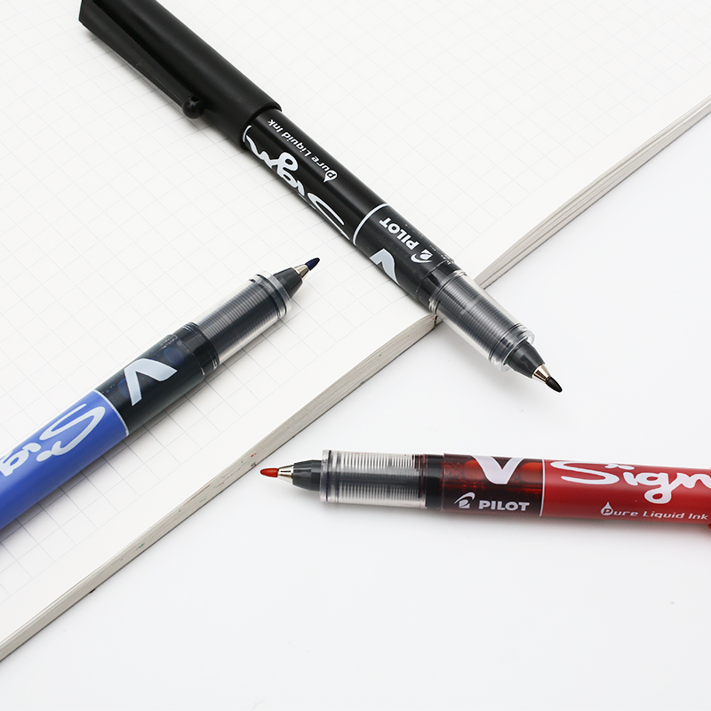 日本Pilot百乐商务办公签字笔V-Sign Pen设计草图笔中性笔水笔SW-VSP签到题名笔速写笔大容量签名笔1.0mm加粗-图3