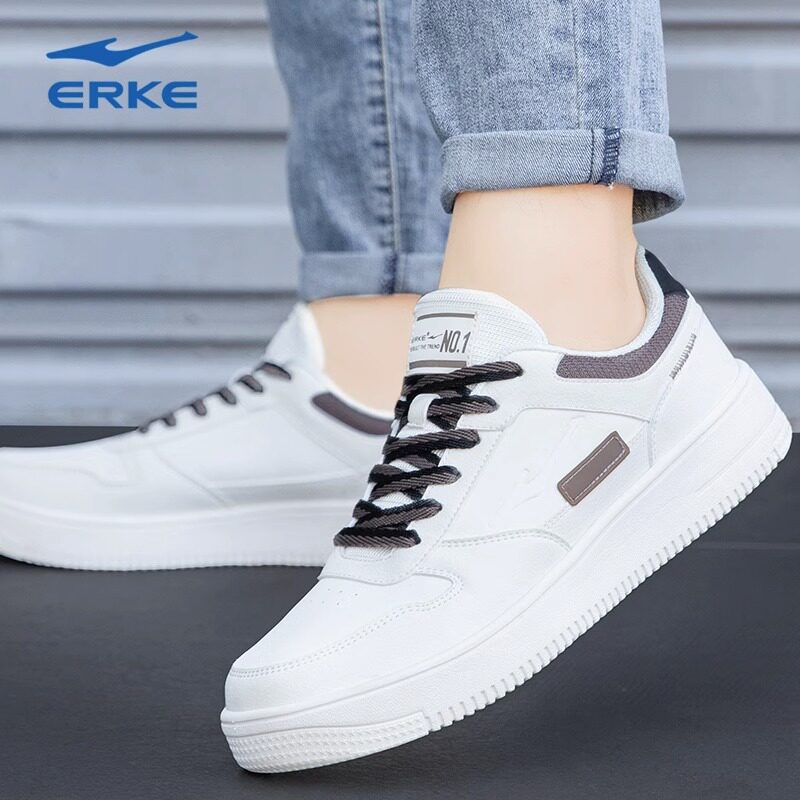 鸿星尔克男鞋板鞋皮面2025新款秋冬白鞋休闲鞋子红星旗舰店运动鞋,淘宝优惠券,粉丝福利购,淘宝优惠卷