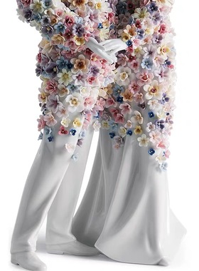 【官方正品】 西班牙 Lladro雅致Love双人亲吻造型瓷偶欧式家装饰