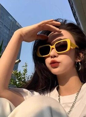 2025新款黄色墨镜女潮大框显脸小辣妹街拍高级感太阳眼镜防紫外线