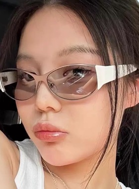 2025新款韩版白色金属猫眼墨镜女y2k辣妹时尚高级感夏季太阳镜