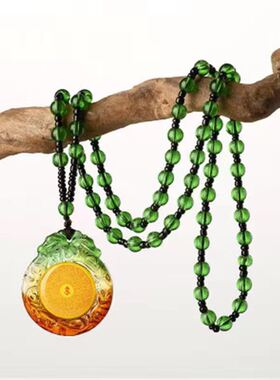 男女琉璃楞严咒毛衣链项链吊坠