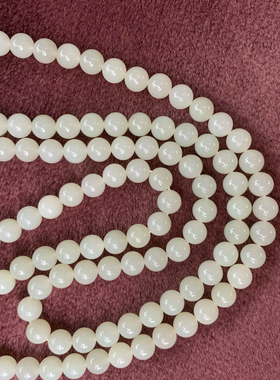 和田玉新疆且末暖白玉细腻卡8mm108颗项链多圈手链