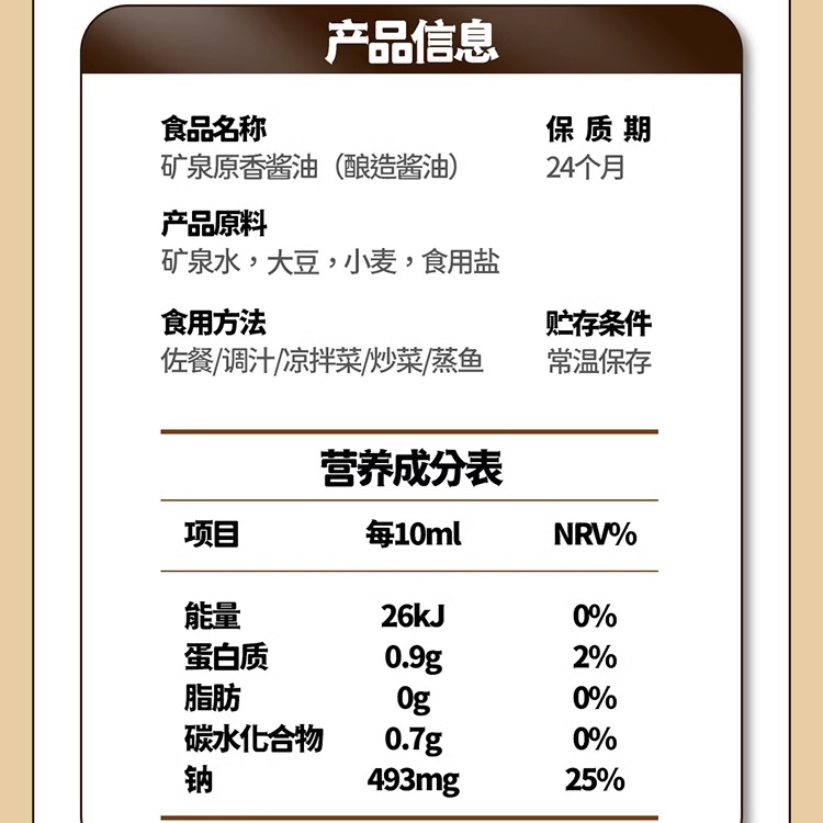 科沁万佳矿泉原香酱油500ml*2特级工艺非转基因无添加酱油生抽-图3