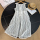 Xianqi ຕາຫນ່າງ blouses sleeveless ສໍາລັບແມ່ຍິງ layered vacation style slimming ເສື້ອ lace high-end