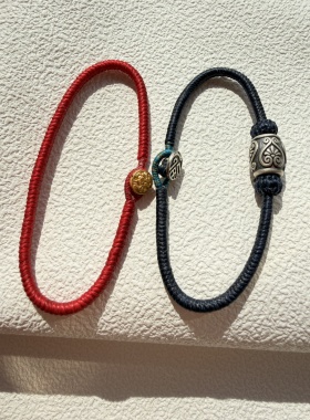 高光泰蜡金刚手绳手链配925银桶珠送闺蜜情侣款手围可改