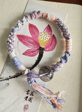 藏式手绳手链粗线手工编织文玩饰品水晶手串原创一物一拍