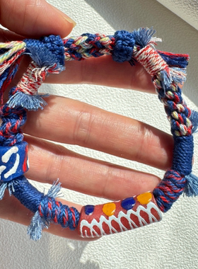 藏式手绳手搓棉线手工编织琉璃非洲节日礼物送朋友聚会礼品改手围