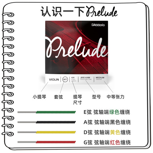 达达里奥Prelude序曲小提琴弦套弦美国进口琴弦J810 4/4至1/8尺寸 - 图2