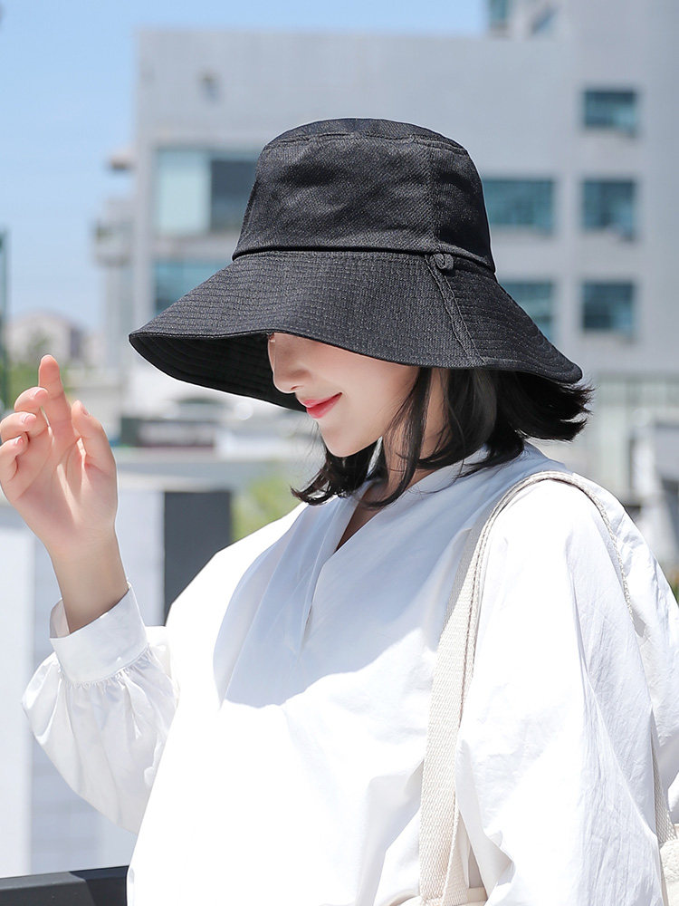 防晒渔夫帽网红百搭太阳帽子女夏韩版时尚潮日系遮阳宽檐帽紫外线